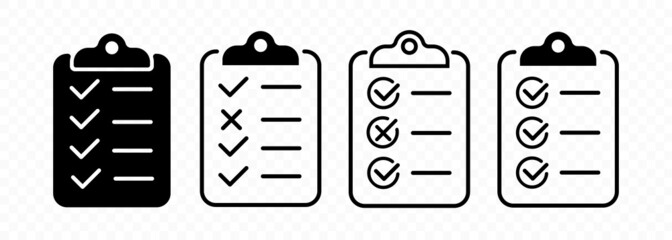 Checklist icon set vector. List to do concept. Clipboard with goals. Business goals. Vector line icon for Business and Advertising