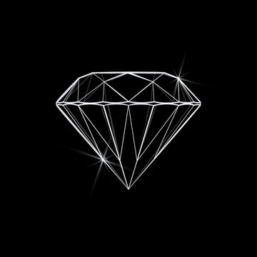 Diamond on black background - vector