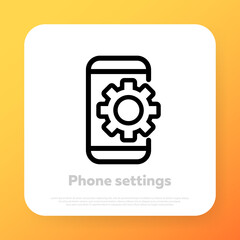 Phone setting line icon. Mobile app setting menu. Digital device. Vector line icon for Business and Advertising