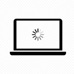 Laptop with loading icon. Software update. Computer upgrade process concept. Vector line icon for Business and Advertising