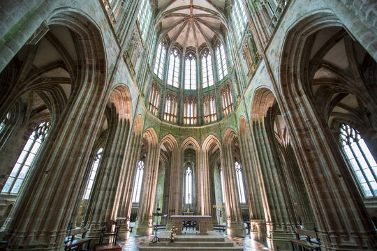 inside the cathedral of Mont Saint Michel