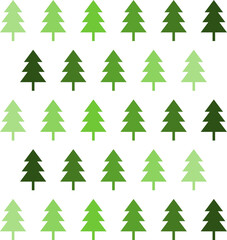 Christmas tree set with green gradation zig zag position on isolated white backgroud
