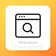 Web search icon. Browser search. Website window. Vector line icon for Business and Advertising