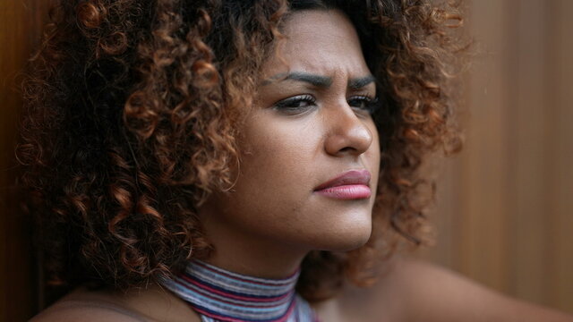 Desperate Black Woman Covering Face With Hands In Despair And Loneliness