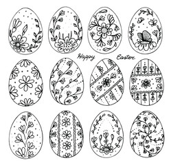 Easter eggs. Vector clipart. Hand drawn