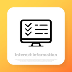 Online check list icon. Document form. Vector line icon for Business and Advertising