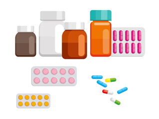 vector image of different medicines on white background
