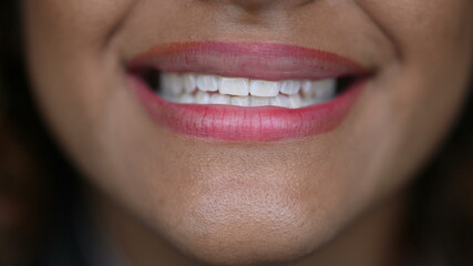 Black woman mouth macro close-up smiling face lips