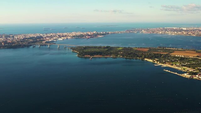 Panoramic view of Taranto from above the Mar Piccolo