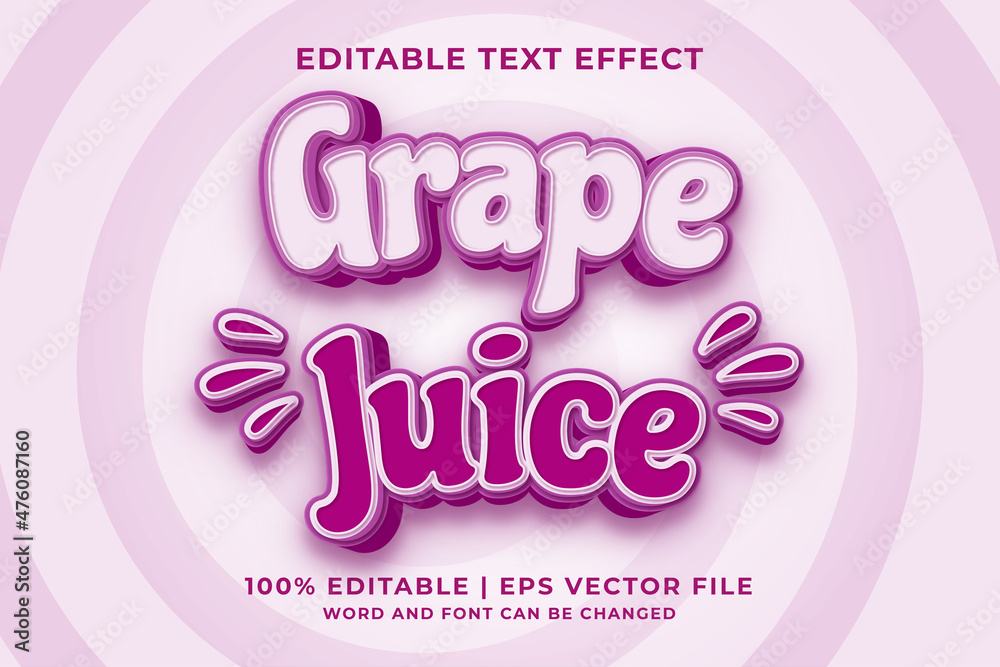 Wall mural Editable text effect - Grape Juice 3d template style premium vector