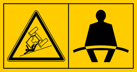 cmssn147 CombinationMachineSafetySignNew cmssn - mssn79mssn96h horizontal - Maschinenkennzeichnung . angurten . Sicherheitsgurt anlegen um ein Herausfallen aus dem Fahrzeug zu verhindern . g11038 © fotohansel