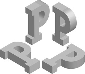 Isometric letter P. Template for creating logos, emblems, monograms