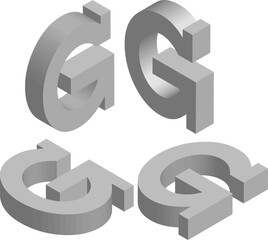 Isometric letter G. Template for creating logos, emblems, monograms