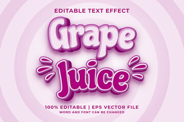 Editable text effect - Grape Juice 3d template style premium vector