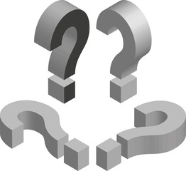Isometric question mark symbol. Template for creating logos, emblems, monograms. Black and white