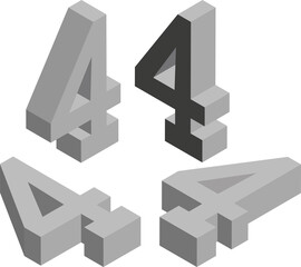 Isometric number 4. Template for creating logos, emblems, monograms