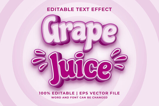 Editable text effect - Grape Juice 3d template style premium vector