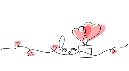 Valentines day card decoration. Hearts balloons. Love concept - obrazy, fototapety, plakaty