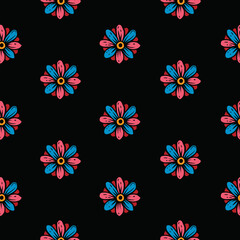 Original vector seamless pattern of flowers in vintage style. A design element.