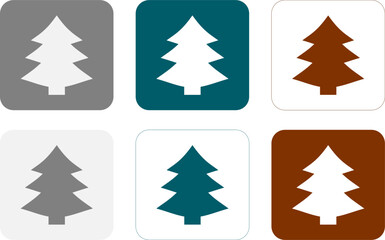 Christmas tree set flat icon, isolated on white background