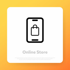 Online store icon. Internet business. Contactless payment. Vector line icon for Business and Advertising