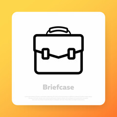 Briefcase icon. Portfolio bag. Diplomat baggage. Vector line icon for Business and Advertising