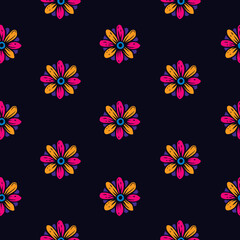 Original vector seamless pattern of flowers in vintage style. A design element.