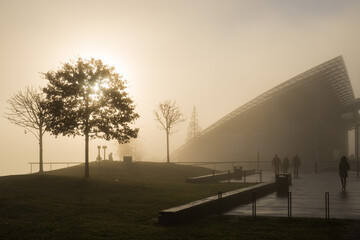 Foggy day by the Astrup Fernley Museum in Oslo, Norwegia