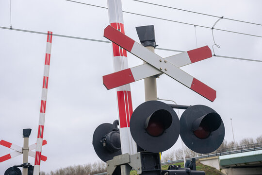 St. Andrew's Cross at a level crossing, indicating there is a single track