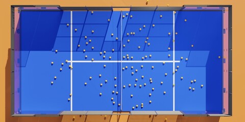 Padel court 3d rendering . Paddle Tennis court