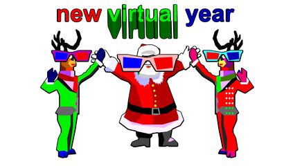 santa claus with christmas reindeer