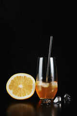Grapefruit cocktail with ice.