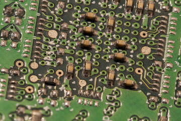 Small PCB resistors in detail.