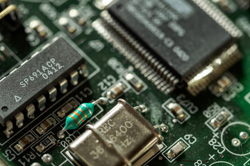 Roller resistor on green motherboard.