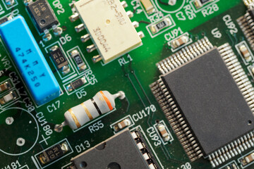 Roller resistor on green motherboard.