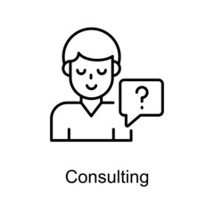 Consulting vector outline icon for web isolated on white background EPS 10 file