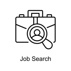 Job Search vector outline icon for web isolated on white background EPS 10 file
