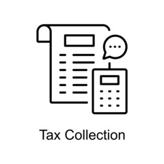 Tax Collection vector outline icon for web isolated on white background EPS 10 file