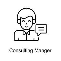 Consulting Manager vector outline icon for web isolated on white background EPS 10 file