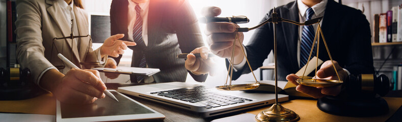 Attorneys or judges sitting at work to sign important documents, attorneys and law, legal concepts...