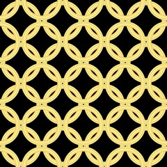 Cercles de lignes dorées, motif sans couture sur fond noir. Papier cadeau.
