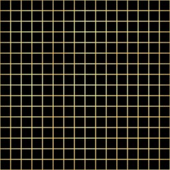 Gold square grid, seamless on the black background. Vector illustration.