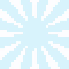 Obraz premium White and blue Sunburst or Sunlight pixel art background. Vector illustration.