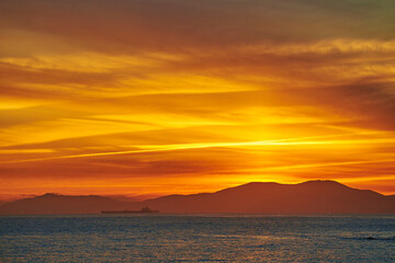 Obraz premium View of the dusk from the Castro Urdiales, Cantabria community, spain