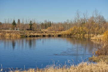 Fototapeta na wymiar Pylypow Wetlands on a Clear Autumn Day