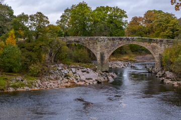 Fototapeta na wymiar Devils Bridge, River Lune, Kirkby Lonsdale, Cumbria. Autumn 2021