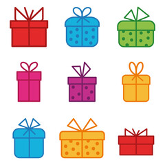 gifts set of color vectors isolated