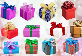 Christmas gifts, different birthday presents colection