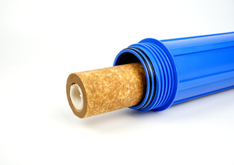 used water filter cartridges and blue cartridge. Changing the water filter of new.                       