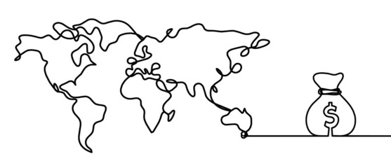 Map as line drawing on white background. Vector	
